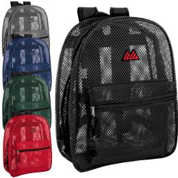 24 Wholesale Bulk Premium 17 Inch Mesh Backpack 5 Color Assortment