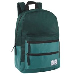 24 of 17 Inch Double Front Zippered Pocket Backpack Green