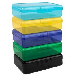 50 Pieces Plastic Pencil Box - Assorted Colors - Pencil Boxes & Pouches