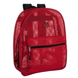 24 Wholesale Bulk Premium 17 Inch Mesh Backpack Red