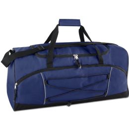 24 pieces Trailmaker 26 Inch Bungee Duffel Bag Navy - Duffel Bags