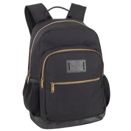 24 pieces 19 Inch Vinyl Bottom Backpack With Padded Laptop Section Charcoal - Backpacks 18" or Larger