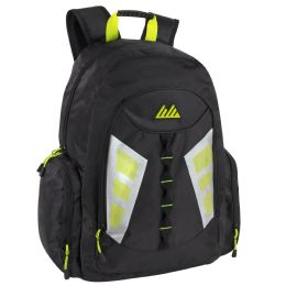 24 pieces 19 Inch Mountain Edge MultI-Pocket Reflective Backpack With Laptop Section - Black - Backpacks 18" or Larger