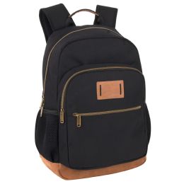 24 pieces 19 Inch Vinyl Bottom Backpack With Padded Laptop Section Black - Backpacks 18" or Larger
