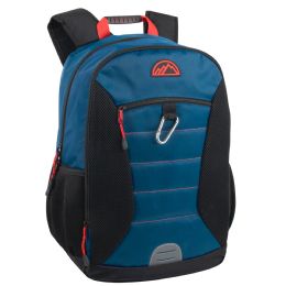 24 pieces 18-Inch Carabiner Clip Backpack W Laptop Sleeve - Navy - Backpacks 18" or Larger