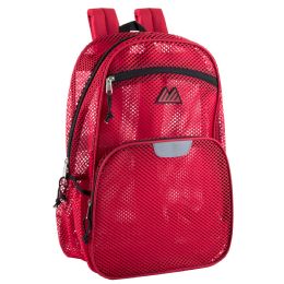 24 pieces 18 Inch Pro Jersey Reflective Mesh Backpack - 4 Dark Colors Red - Backpacks 18" or Larger