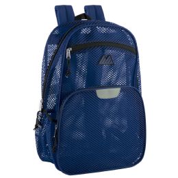 24 pieces 18 Inch Pro Jersey Reflective Mesh Backpack - 4 Dark Colors Blue - Backpacks 18" or Larger