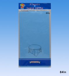 96 Pieces Table Cover Round Baby Blue 84inch - Table Cloth