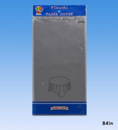 96 Pieces Table Cover Round Silver 84inch - Table Cloth