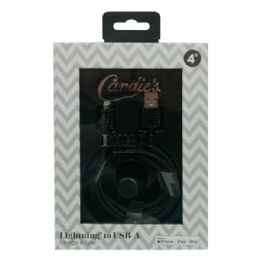12 pieces Candie's Bling Collection 4 Foot Braided Mfi Iphone Lightning Cable In Black - Wires and Cables