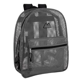 24 pieces Bulk Premium 17 Inch Mesh Backpack Grey - Backpacks 17"