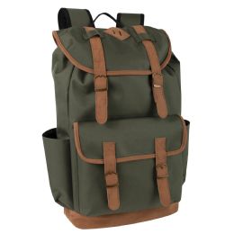 12 pieces 19 Inch Vinyl Bottom Scout Backpack With Padded Laptop Section Green - Backpacks 18" or Larger