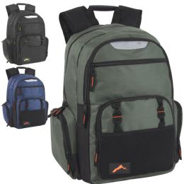 24 pieces 18 Inch Reflective Multi Pocket Backpack With Laptop Section -  3 Colors - Backpacks 18" or Larger