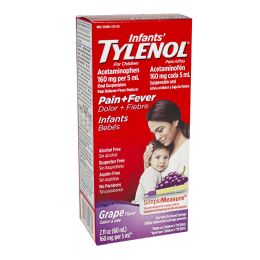 36 pieces Travel Size Tylenol Infants' Grape Flavor Oral Suspension  - 2 Oz. - Pain and Allergy Relief