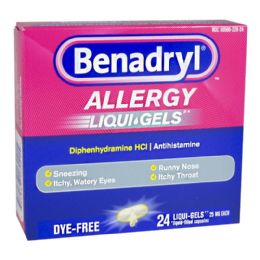 24 pieces Benadryl Allergy Liquigels - Box Of 24 - Pain and Allergy Relief