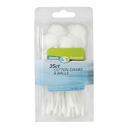 66 Pieces Handy Solutions Cotton Swabs & Cotton Balls  Pack of 35 - Cotton Balls & Swabs