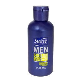 24 pieces Travel Size Suave men 3-IN-1 Citrus Rush Shampoo + Conditioner + Body Wash - 3 Oz. - Shampoo & Conditioner