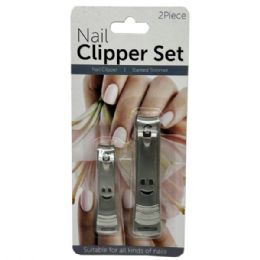 24 Wholesale 2 Pack Precision Blade Nail Clippers With Happy Face Handles