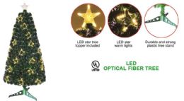 4 Pieces 5ft Led Optical Fiber Christmas Tree 170 Tips With Topper - Christmas Decorations