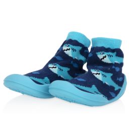 24 Bulk Nuby Baby Rubber Shoes - Blue Sharks Large