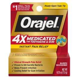 144 pieces Orajel Pain Relief Gel 0.25 Oz 3x Medicated Max Strength Adult - Pain and Allergy Relief