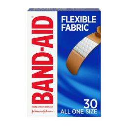 24 pieces BanD-Aid Bandage 30 Ct Flexible Fabric All One Size - Pain and Allergy Relief