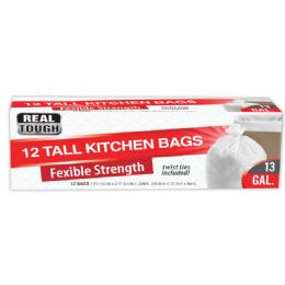 24 of Real Tough Trash Bag Kitchen Tall 13 Gl 12 Ct Twist Tie