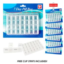 36 Wholesale 36pc 7 Day Pill Box With 3 Clip Strips