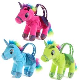 48 Wholesale 10" Plush Unicorn Purse