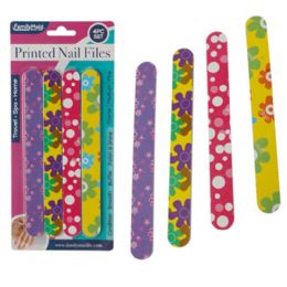 144 Wholesale 4 Pack Printed Nail Files 7" Each