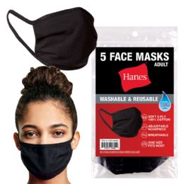 200 pieces 5pk Hanes 3-Ply Cotton Face Masks (black) - Face Mask