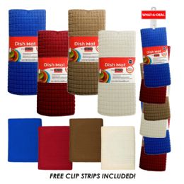 36 pieces 36pcs Dish Drying Matt 11.8" X 15.7" 4 Colors Assorted  With 3 Clip Strips - Dish Drying Racks