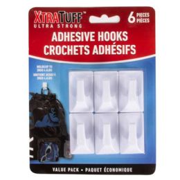 48 pieces Xtra Tuff Adhesive Plastic Hooks - Hooks