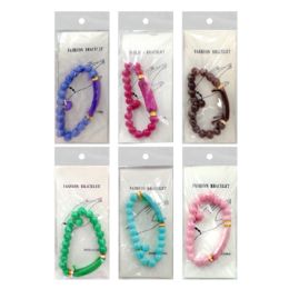 144 pieces Round Stone Bracelets Assorted Colors - Bracelets