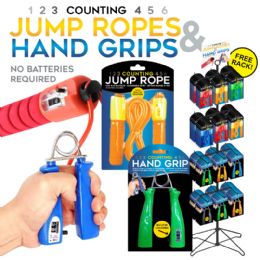 96 pieces 96pc Hand Grip & Jump Rope With Counters On Display - Jump Ropes