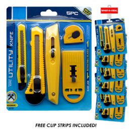 36 pieces 36pcs 5 Pack Utility Knife Set   With 3 Clip Strips - Kitchen Knives
