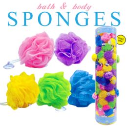 180 pieces 5.5"  Nylon Mesh Bath Sponge 180 Per Tube Display - Loofahs & Scrubbers