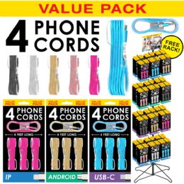 120 pieces 120pc Value Pack Phone Cords 4 Pack - Wires and Cables