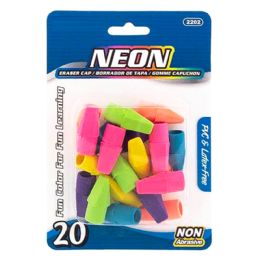 144 pieces 20 Pack Neon Eraser Cap - Erasers