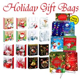 144 of 144pc Holiday Xmas Gift Bag Display
