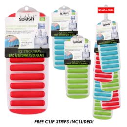 36 pieces 36pcs Splash Silicone Ice Stick Tray With 3 Clip Strips - Freezer Items