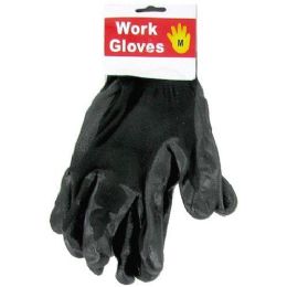 144 pieces Medium Work Gloves Black Coated - Working Gloves