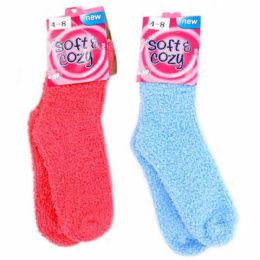 600 pieces Cozy Kids Solid Socks Kids Size 9-12 - Womens Fuzzy Socks