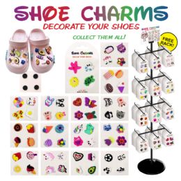 Wholesale Footwear 300pc Shoe Charms 4pk Display - 72 Mixed Styles