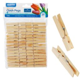 96 pieces 30 Pack Wood Cloth Pins 2.75" Each - Clothes Pins