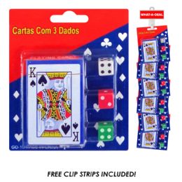 24 of 24pc Playing Cards & Dice With 2 Clip Strip