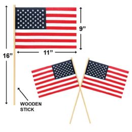 144 pieces Usa Flag With Plastic Pole 18x11.5" - Signs & Flags