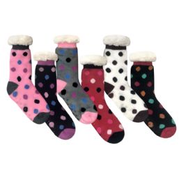 180 pieces Extra Warm Cozy Socks - 6 Assorted Designs - Womens Fuzzy Socks