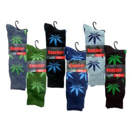 288 pieces Men's Leaf Crew Socks Size 10-13 Assorted - Mens Crew Socks