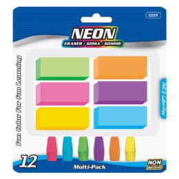 72 pieces Neon Eraser 12 Piece Value Pack - Erasers